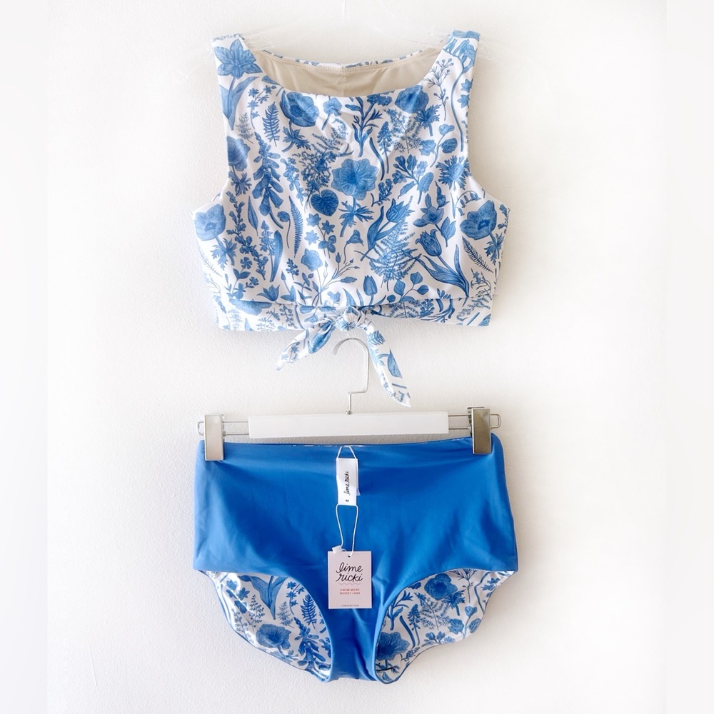 Blue Floral Women's Swim Set